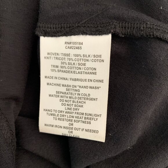 GoSilk Small 100% Silk Blouse Black Long Sleeve Designer - Picture 6 of 6